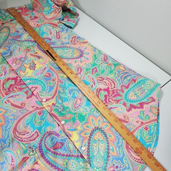 Lauren Ralph Lauren Women Tunic Shirt Size Large Button Up Paisley Casual Travel - Picture 10 of 11
